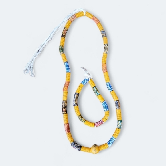 Ghanaian Krobo Bead Necklace and Bracelet Set Colorful African Beads - Picture 17 of 17